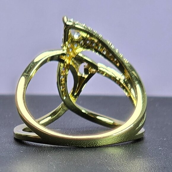 Elegant Gold-Tone Three-Band Ring With Sparkling CZ Accents Size 10.25 (NWOT) - Picture 5 of 7